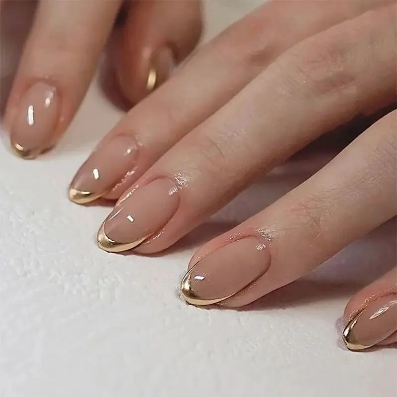 24Pcs Elegant Almond Press On  - Full Cover Adhesive 评论和价格
