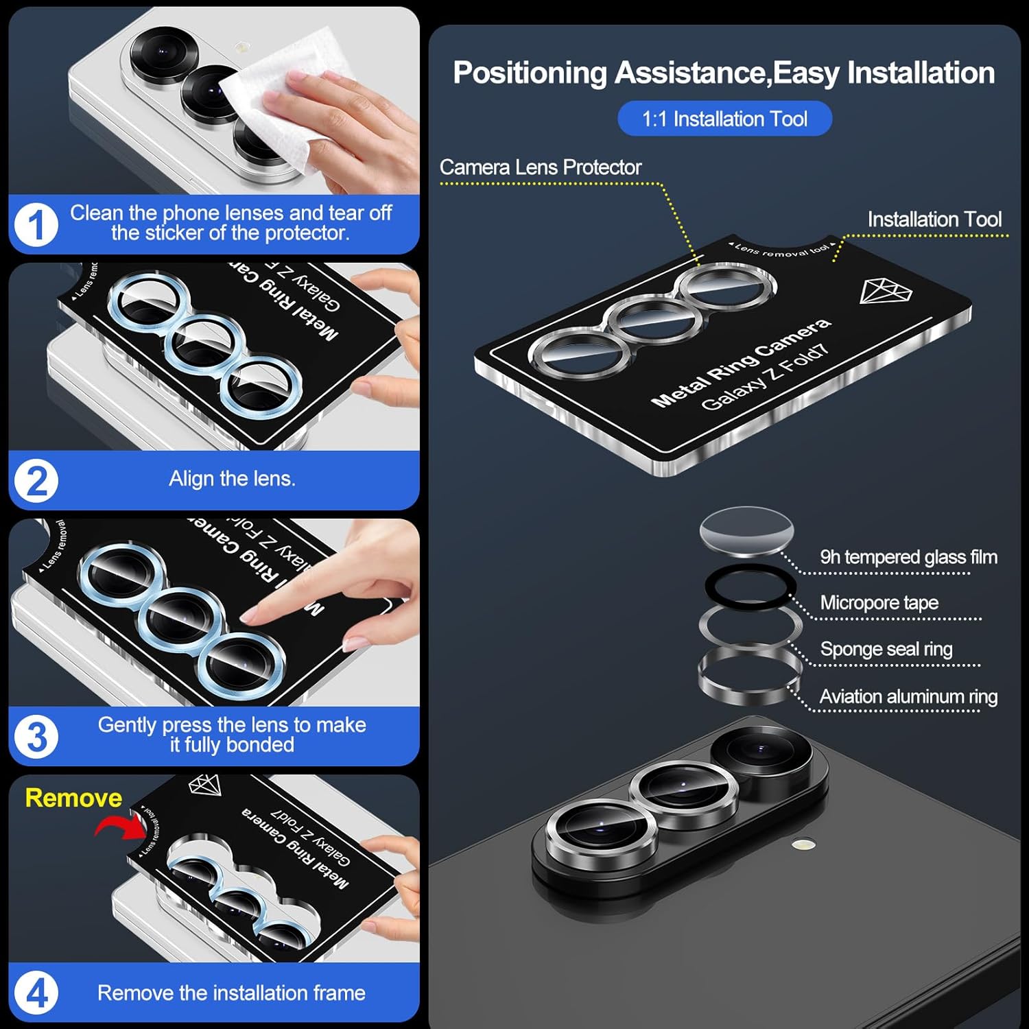 HD Color Metal Alloy Ring Temp - Tempered Glass Screen 9H 评论和价格