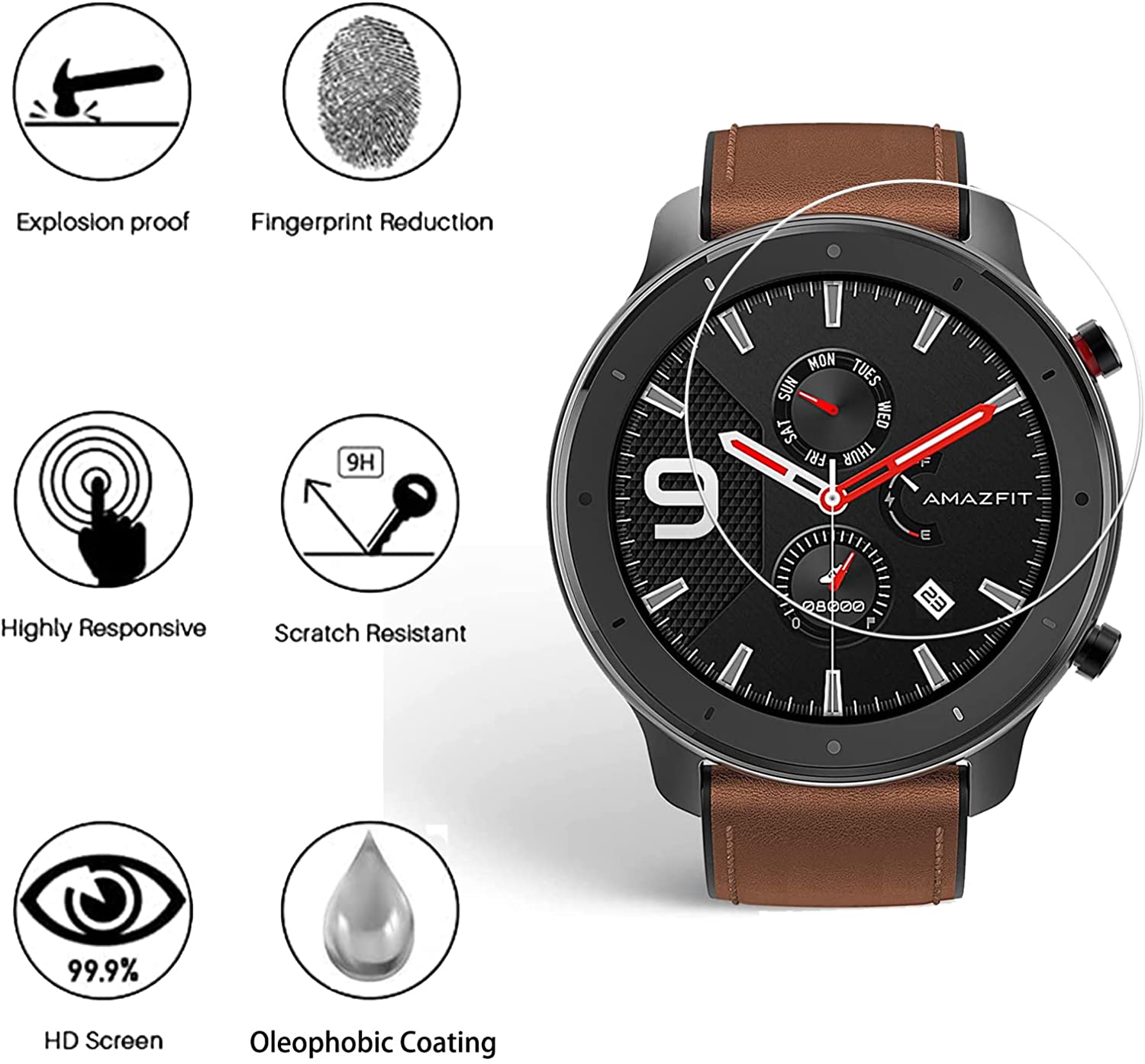 9H Tempered Glass Film For Ama - Smartwatch Screen Film 评论和价格